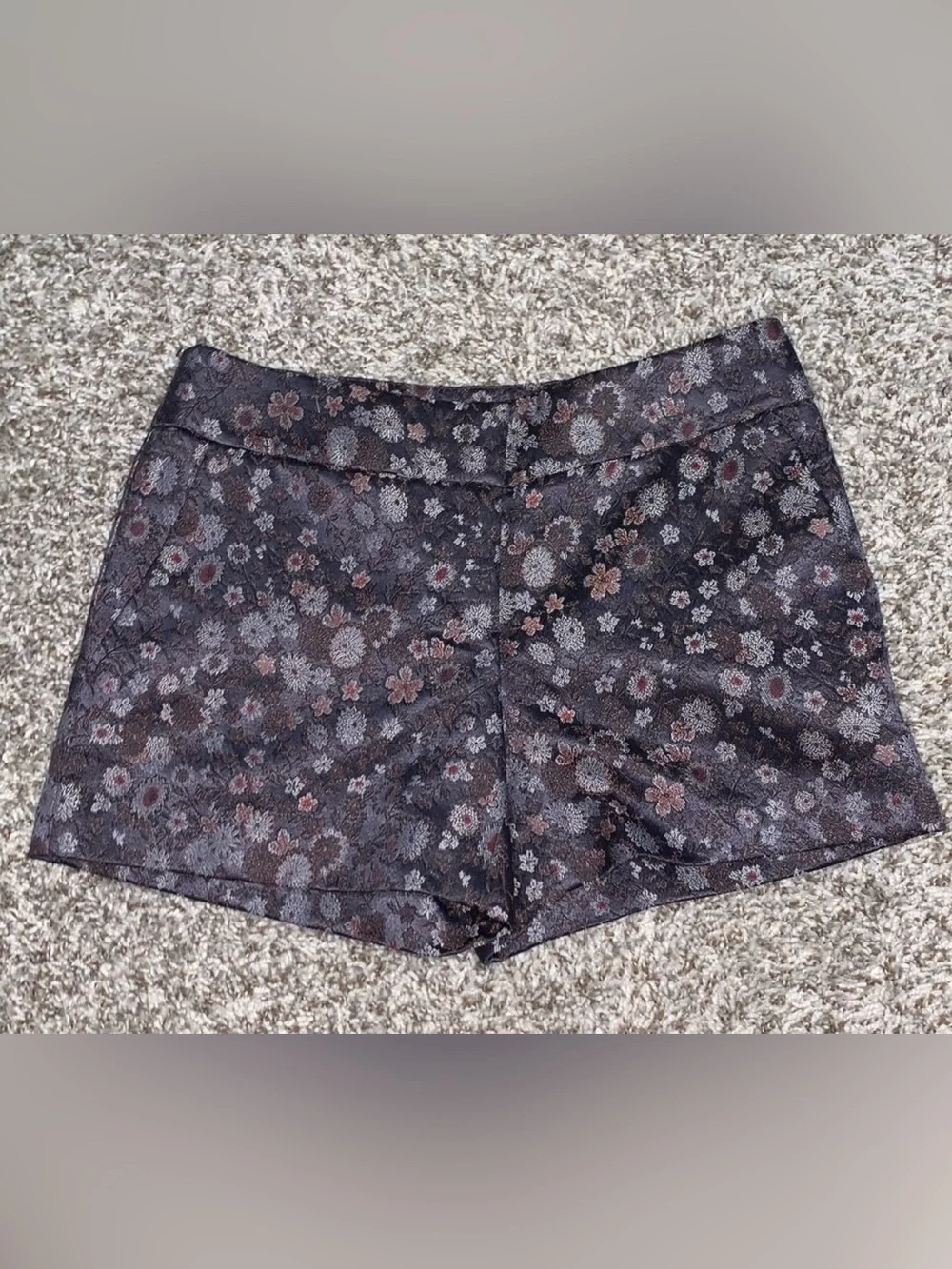 LOFT Floral Patterned Purple Shorts